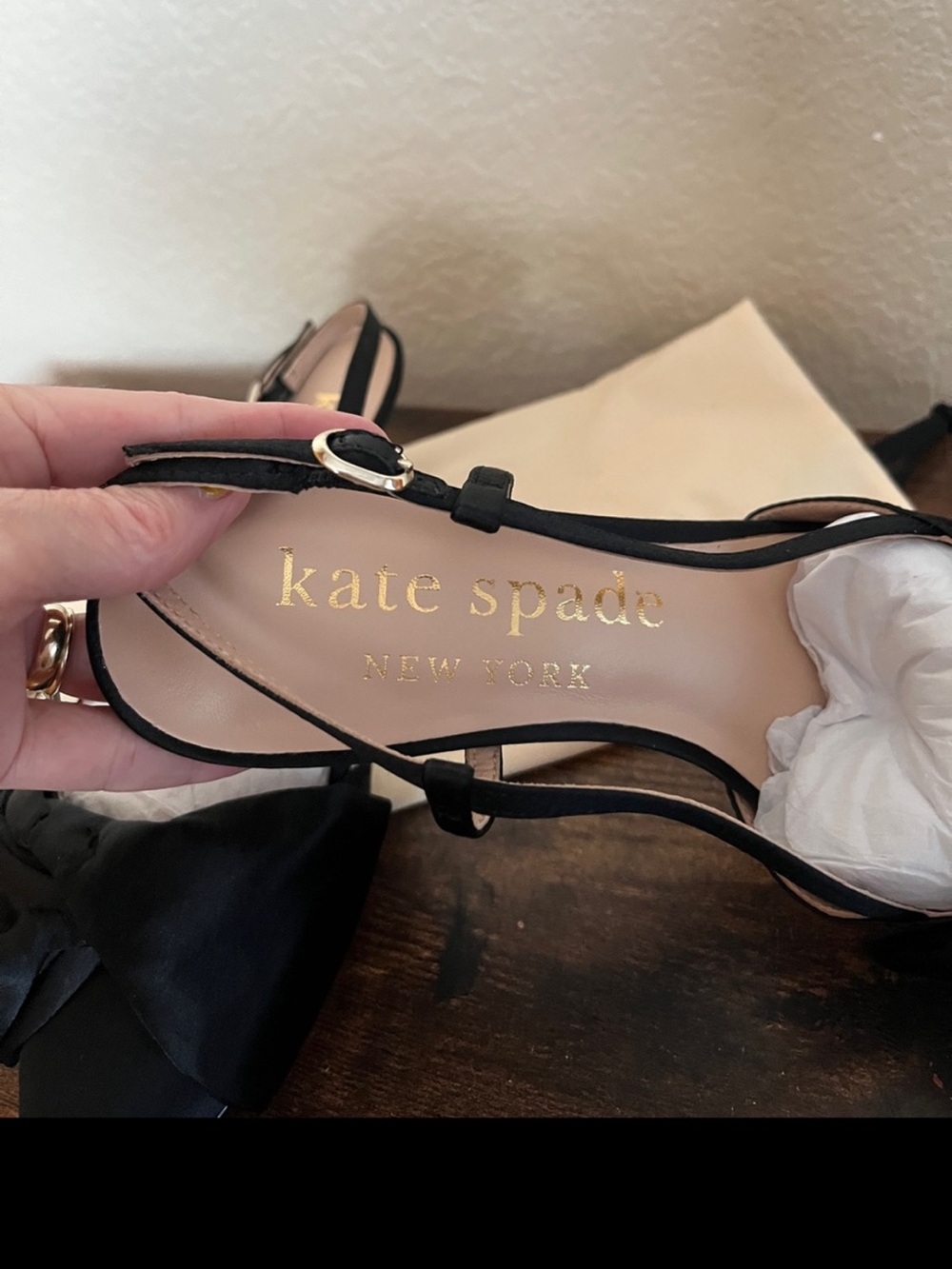 🆕 Kate Spade ♠️ Black satin Lux Marseille Pumps with dust bag - Picture 6 of 8